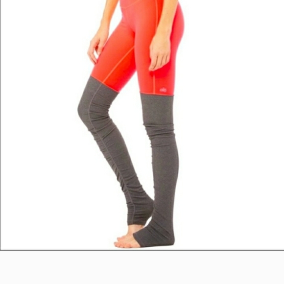 Alo yoga goddess women's ribbed orange and gray leggins size M - Picture 15 of 16